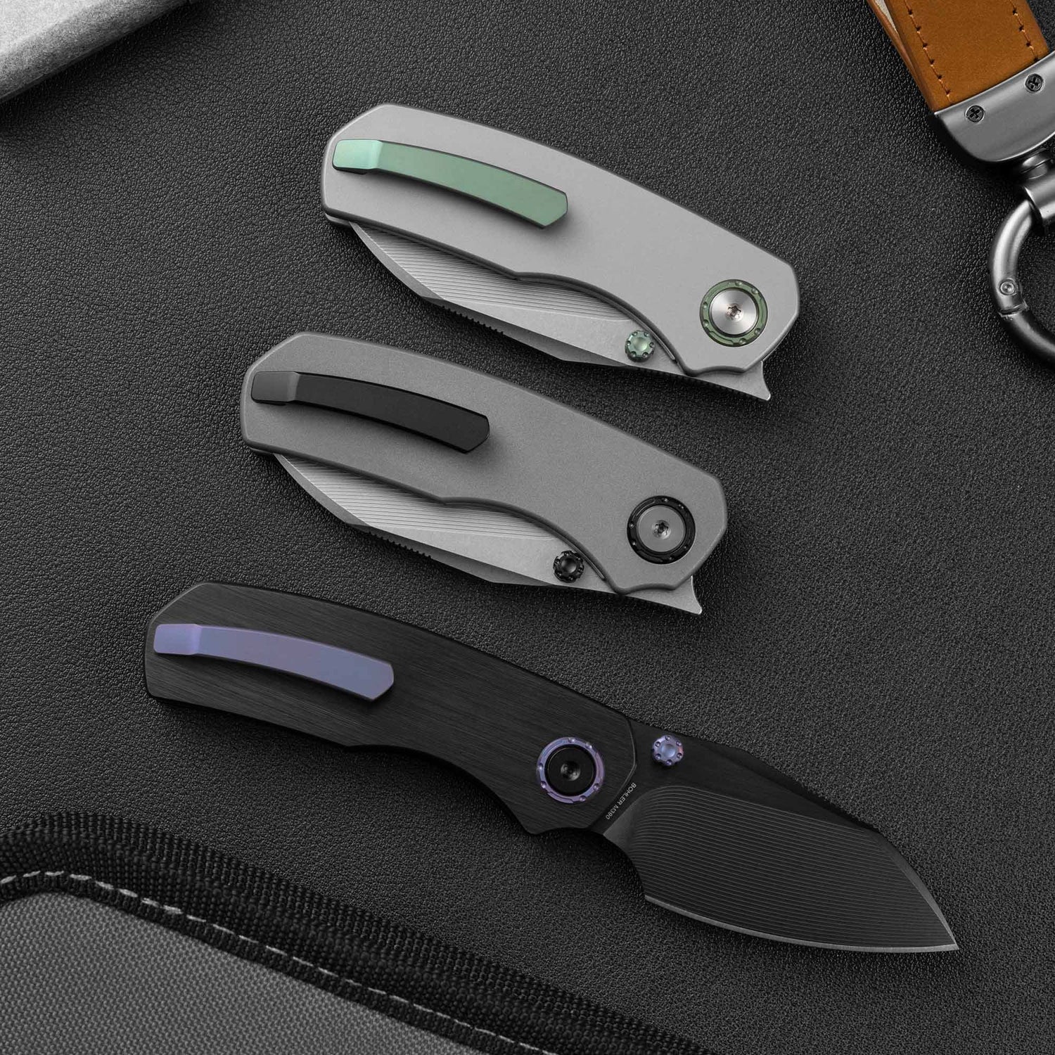 Mini Ti-Mastiff T074( 2.36'' + Bohler M390 + Step milled+Titanium )Folding Knife