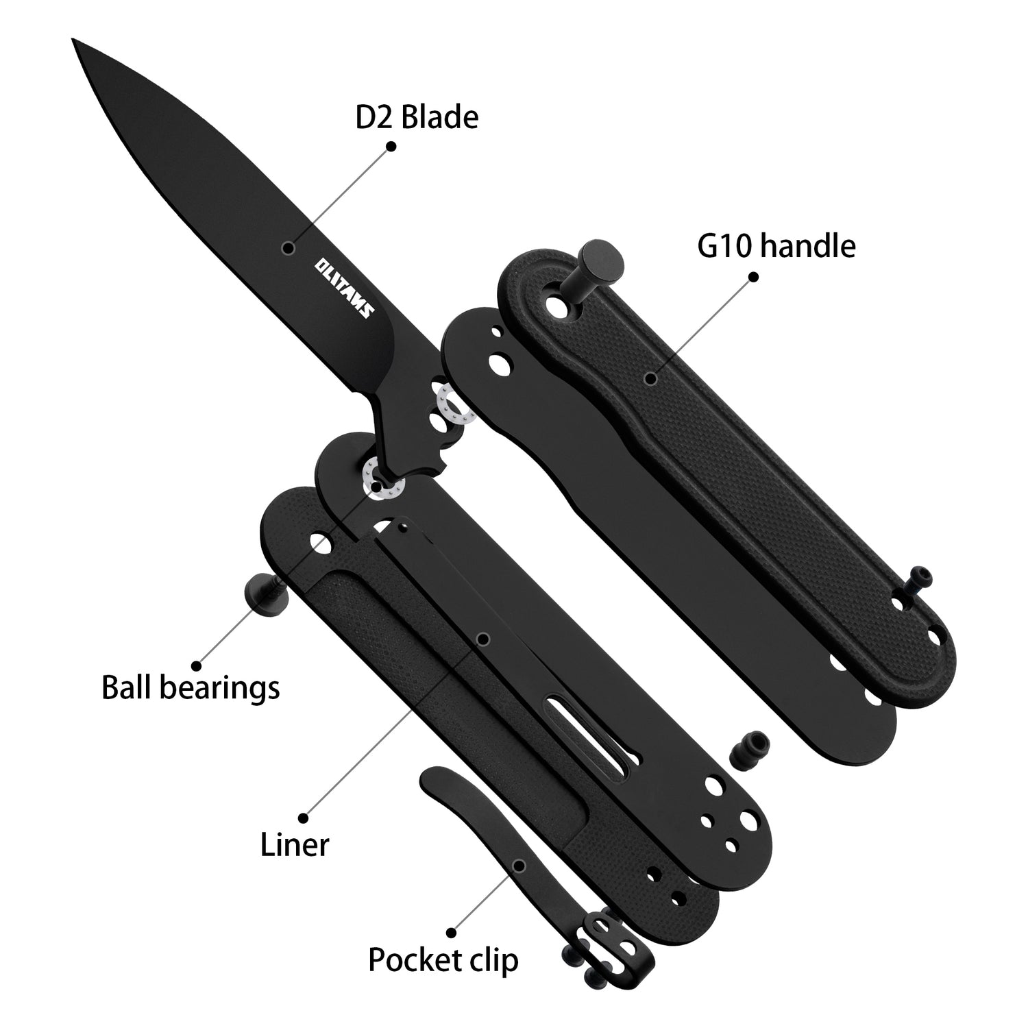 Rocket Pocket Knife (2.75''+D2+G10)-Liner Lock-Flipper-G040