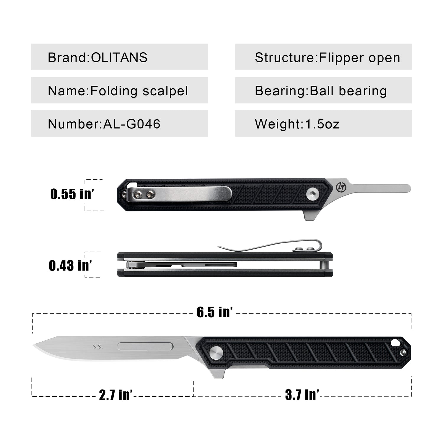 G046 Mecha Folding Sacalpel Knife G10 handle suitable for #24 & #60 Blade