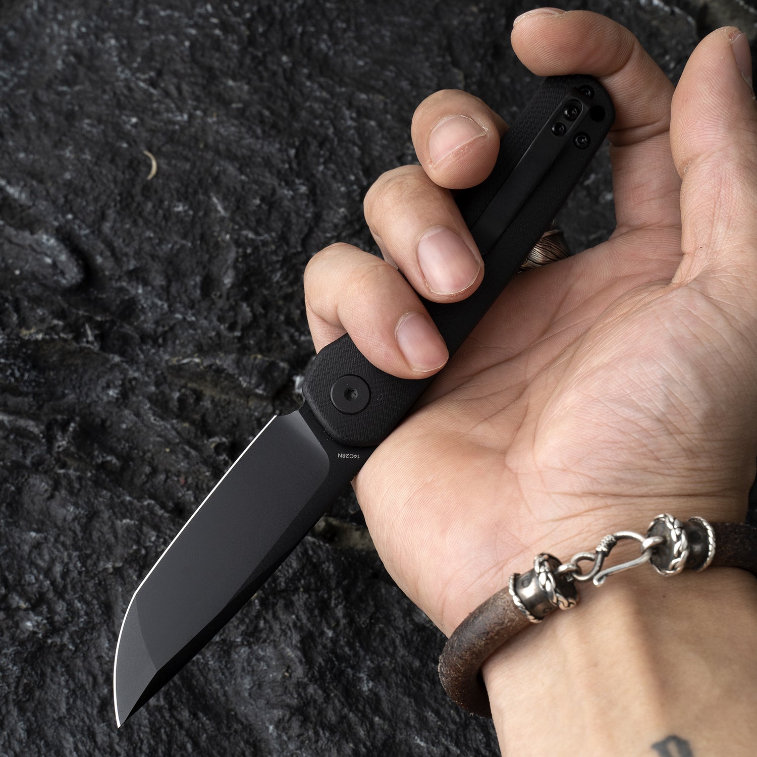 Stealth G047 3'' 14C28N Blade Pocket Knife, G10 Handle, Liner Lock, Front Flipper