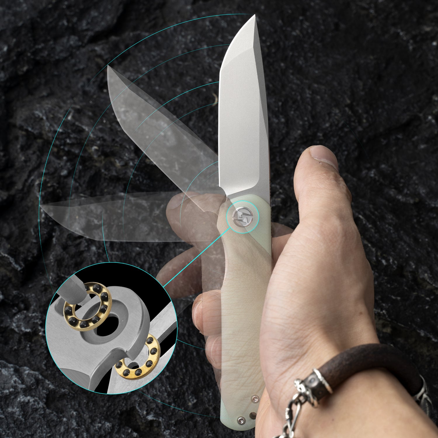 Stealth G047 3'' 14C28N Blade Pocket Knife, G10 Handle, Liner Lock, Front Flipper