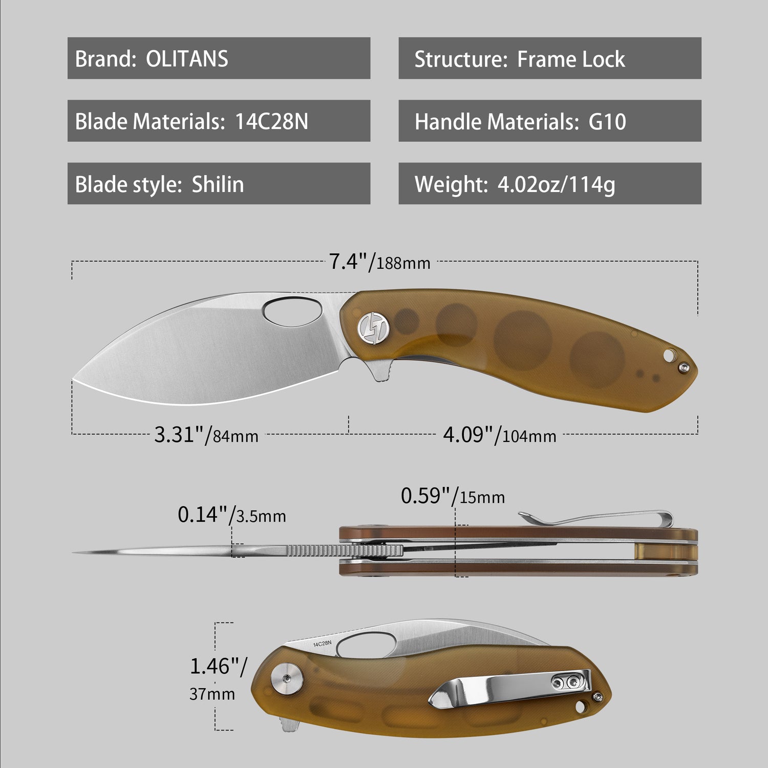 Specifications of G064 – PEI + satin blade variant