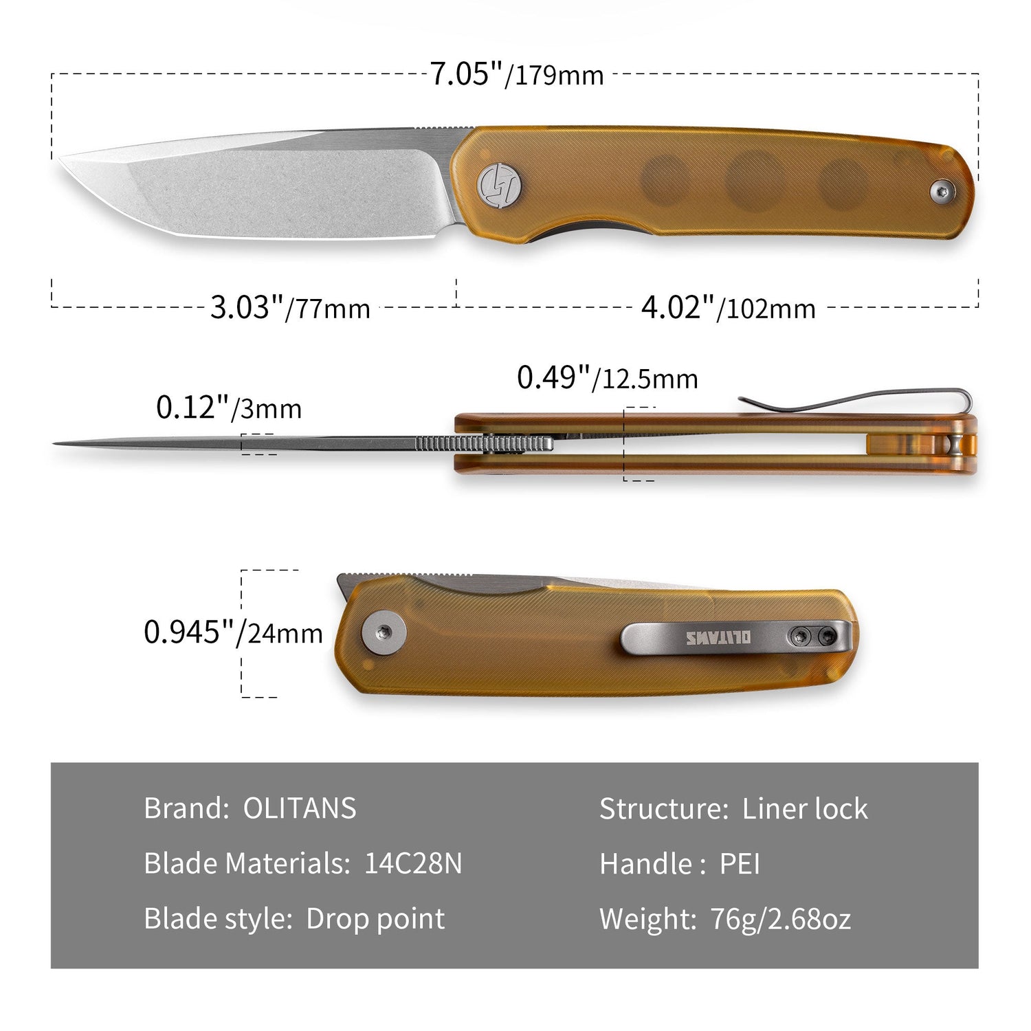 Stealth G047(3.07'' +14C28N +G10)Liner Lock-Front Flipper