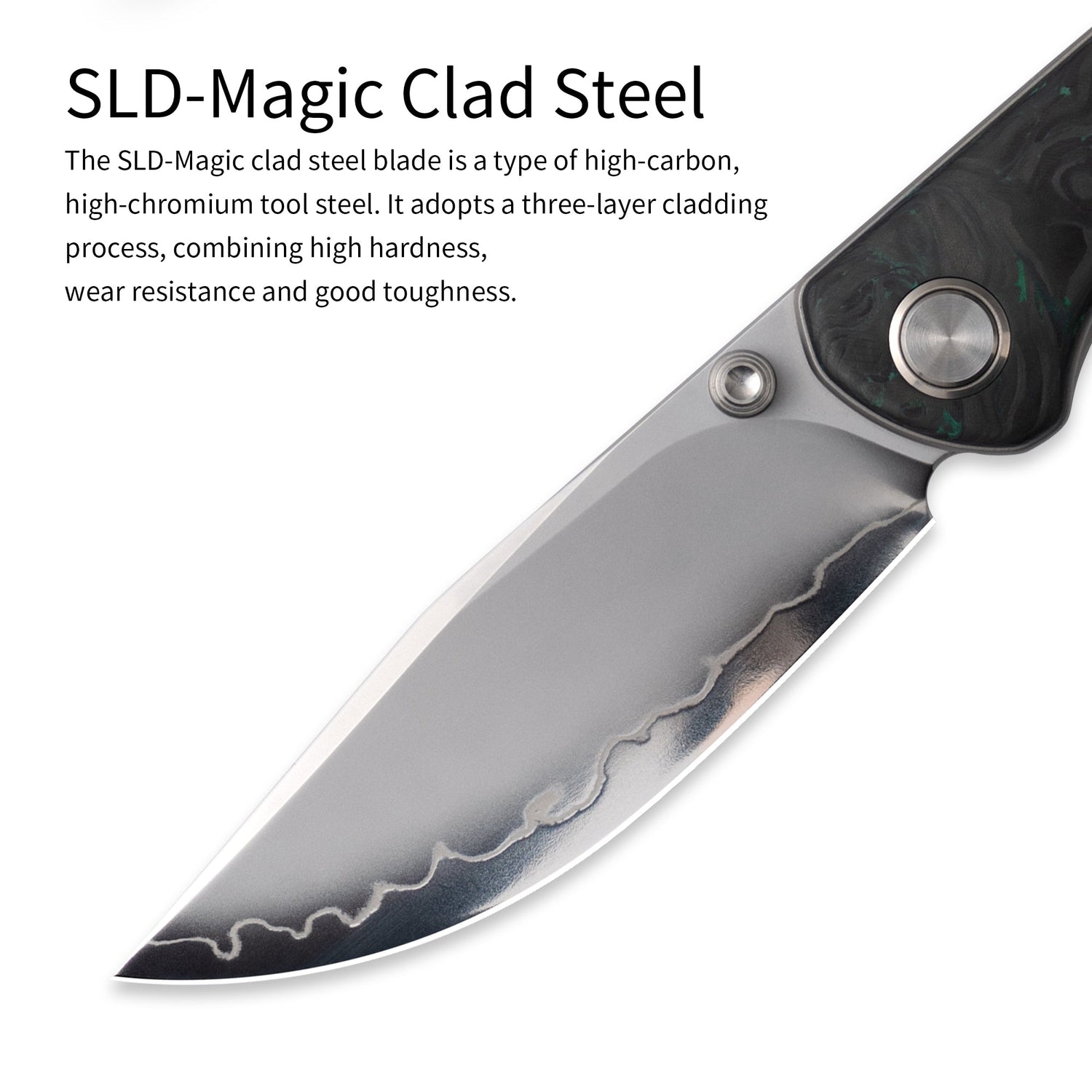M070-SLD Folding Knife(3.07''+SLD Magic+Carbon fibre)-Liner Lock-thumb stud-OLITANS