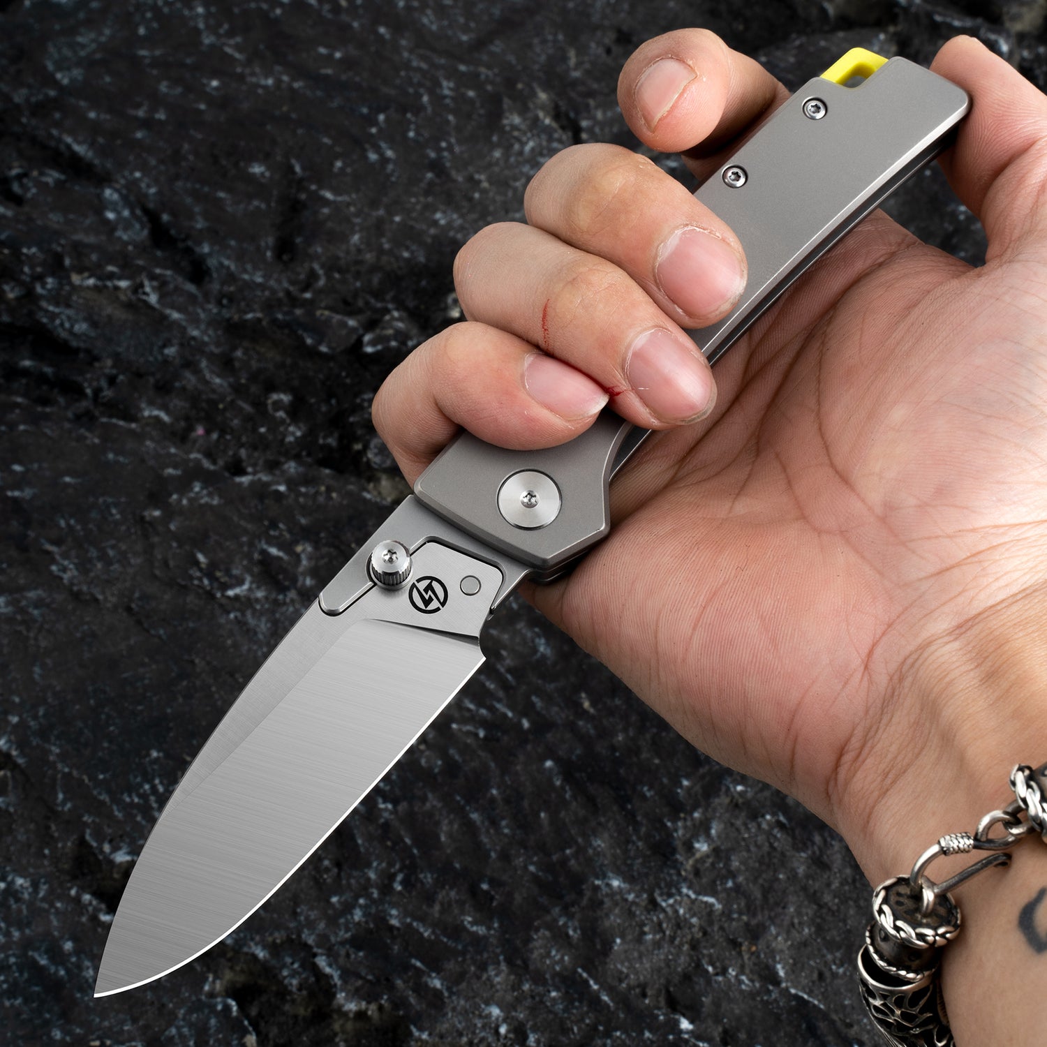 Folding Camping Knife(3.0''+9Cr18Mov+Titanium)-Frame Lock-Thumb Stud-T024