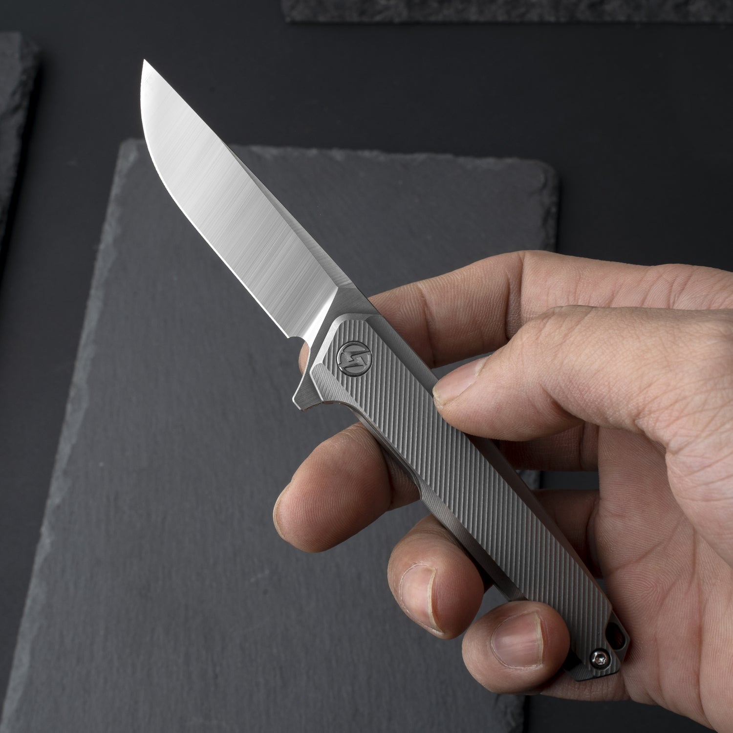 T041 Pocket Knife 2.6'' M390 Blade + Titainium Handle - Frame Lock - Flipper