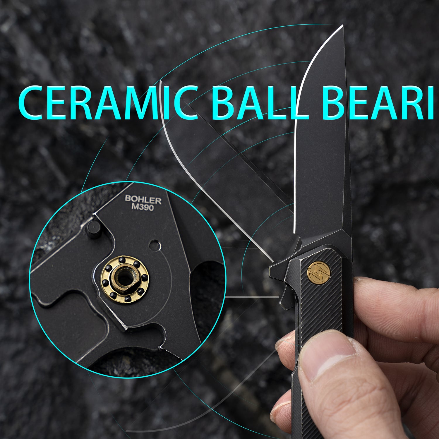 T041 Pocket Knife 2.6'' M390 Blade + Titainium Handle - Frame Lock - Flipper