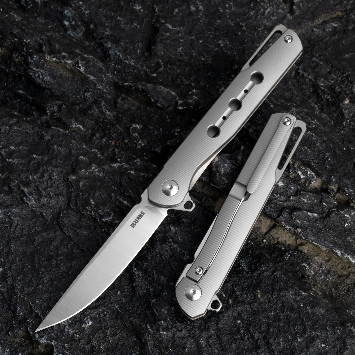 Vector Pocket Knife (3.35''+AUS-8 Blade+Titainium)-Frame Lock-Flipper-T051