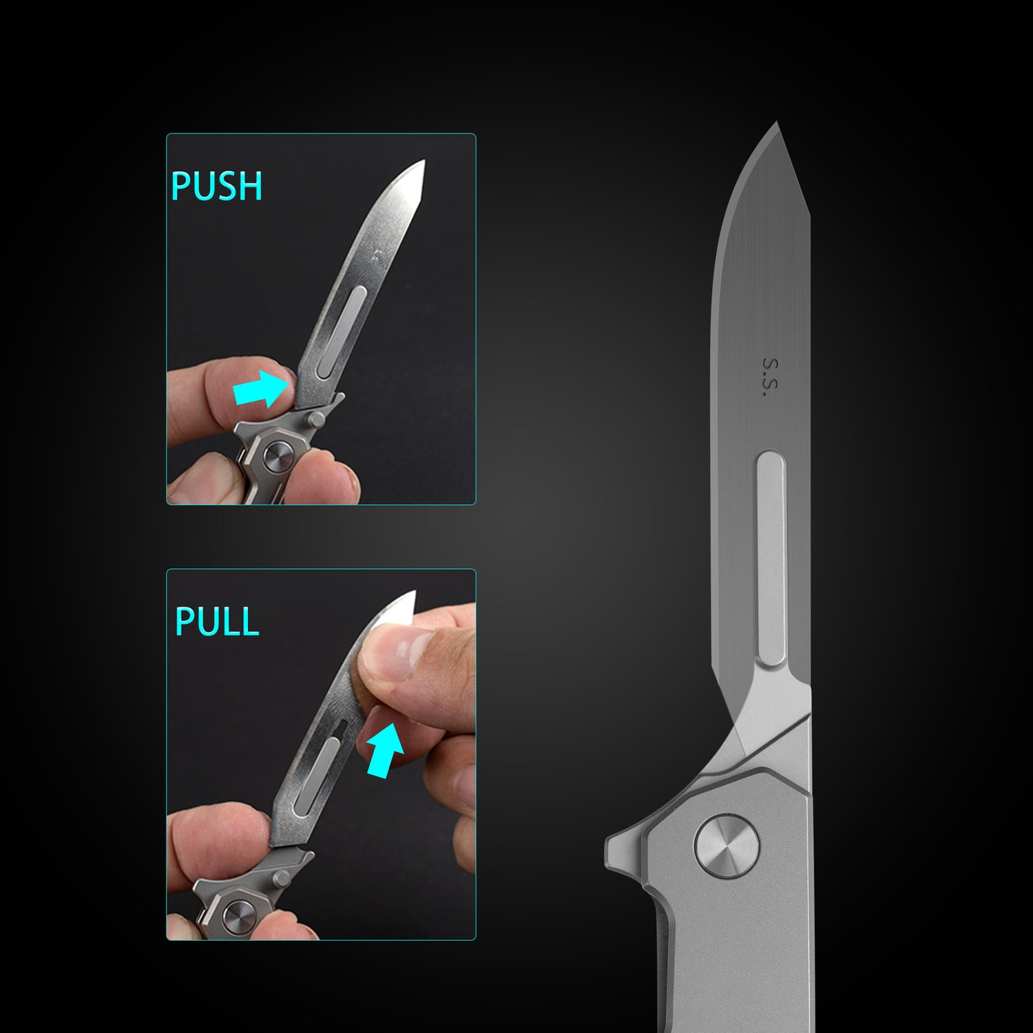 T058 Folding Scalpel Knife Titanium Alloy handle suitable for #24 & #60 Blade