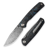 M070-DS Folding Knife(3.07''+Damascus+Carbon fibre)-Liner Lock-thumb stud-OLITANS