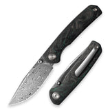 M070-DS Folding Knife(3.07''+Damascus+Carbon fibre)-Liner Lock-thumb stud-OLITANS
