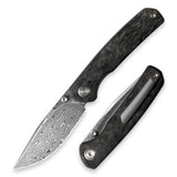 M070-DS Folding Knife(3.07''+Damascus+Carbon fibre)-Liner Lock-thumb stud-OLITANS