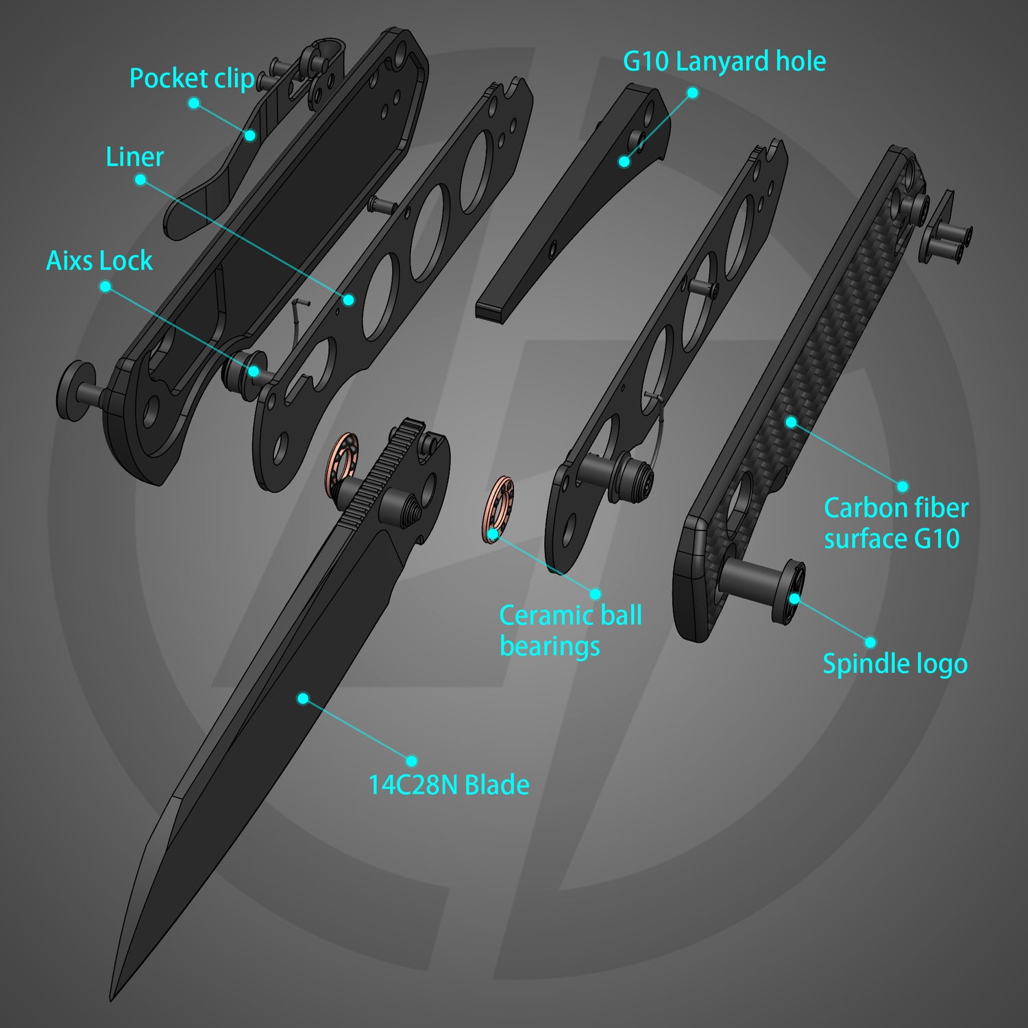 King Penguin G062 Folding Knife （3.35''+14C28N+Carbon fiber surface G10 Handle）-Crossbar Lock-Thumb Stud-Olitans