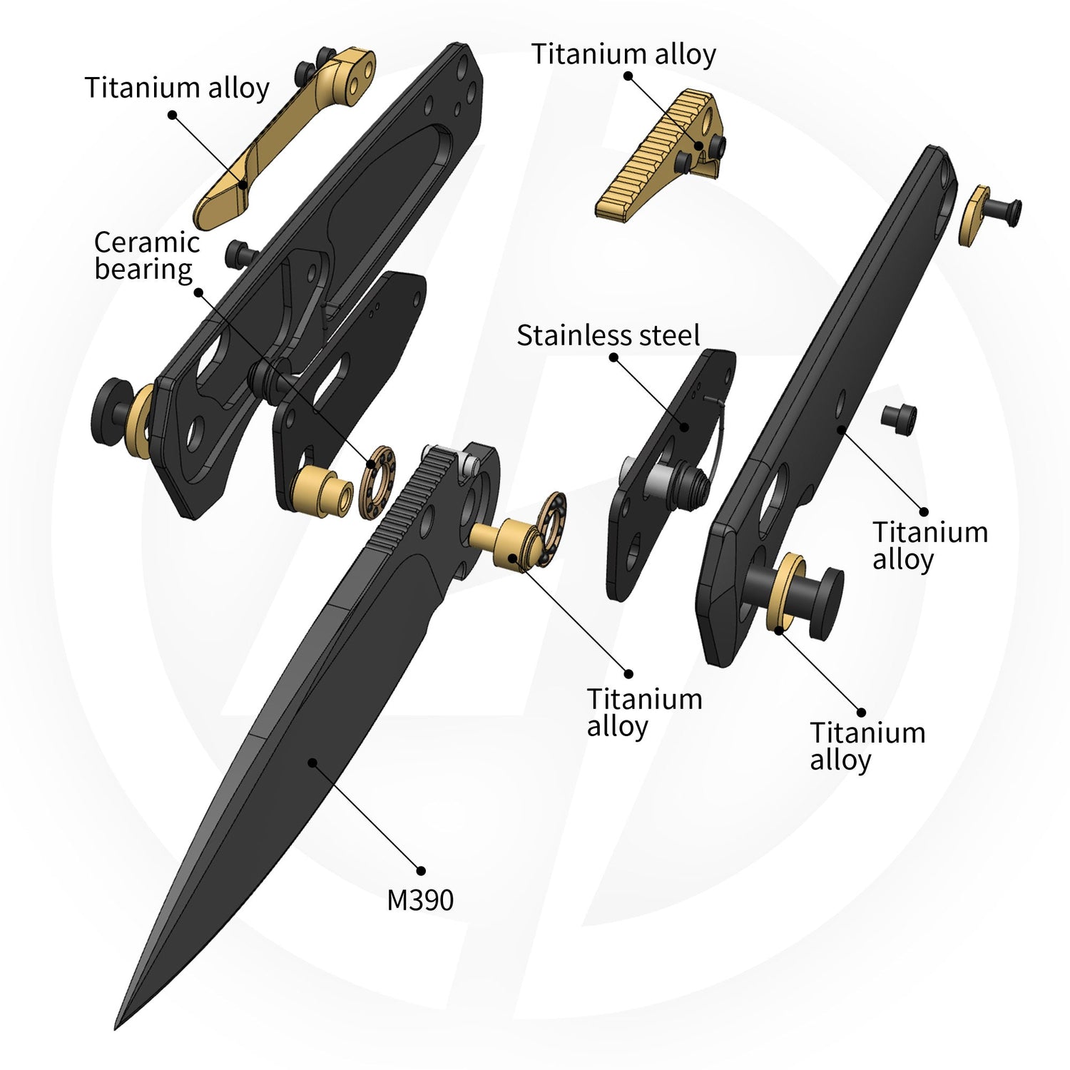 Ti-Aero T075 Folding Knife –（3.23