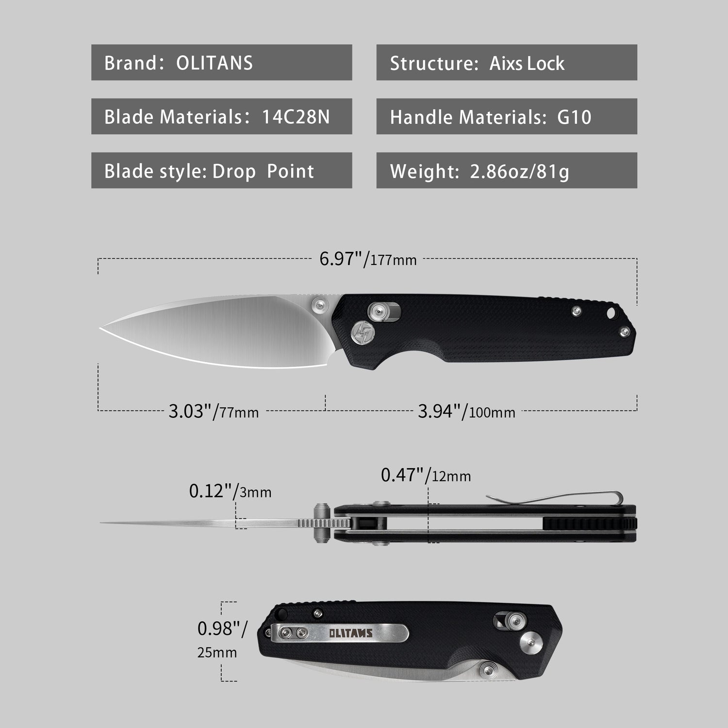 Youth Bird Pocket Knife（3''+14C28N+G10）-Crossbar Lock-Thumb stud-G053