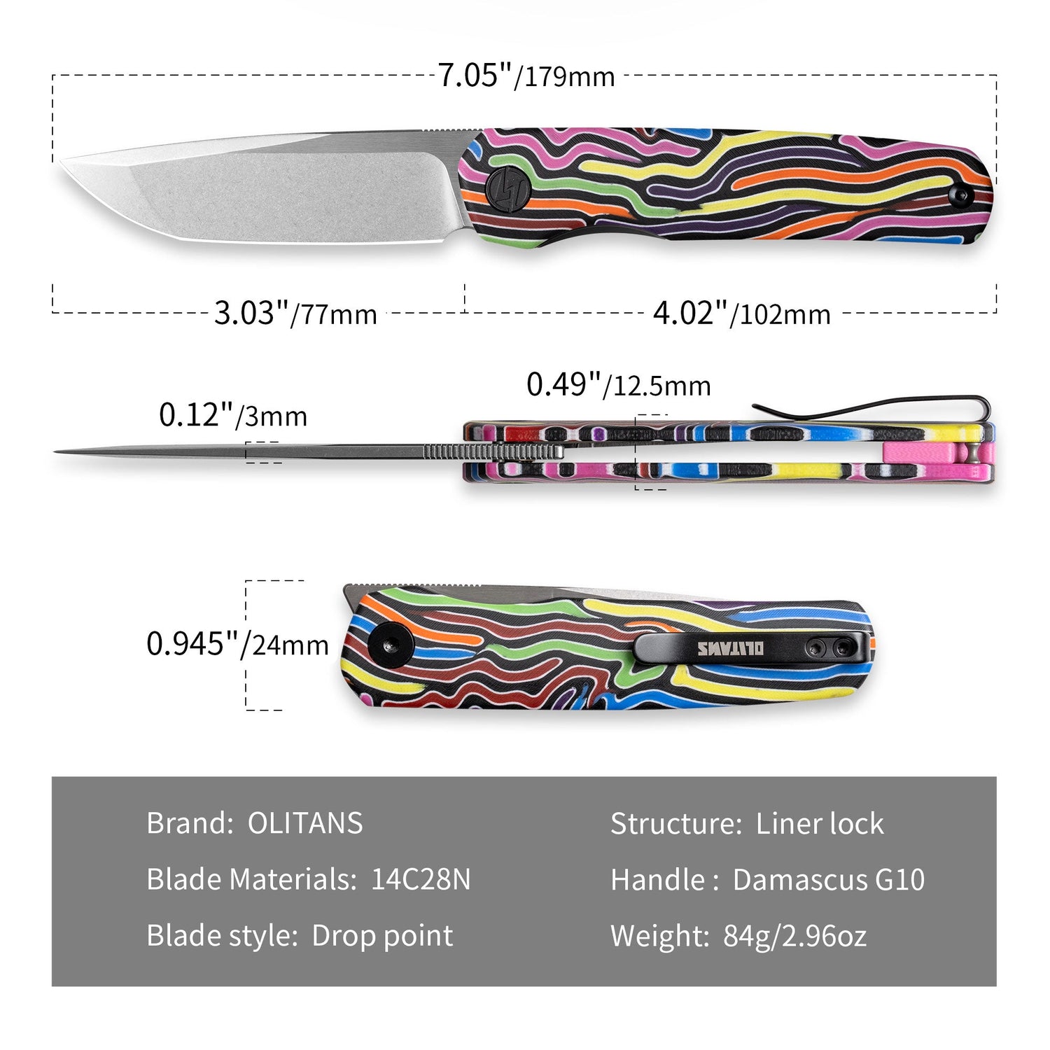Stealth G047（3.07'' +14C28N +G10）Liner Lock-Front Flipper
