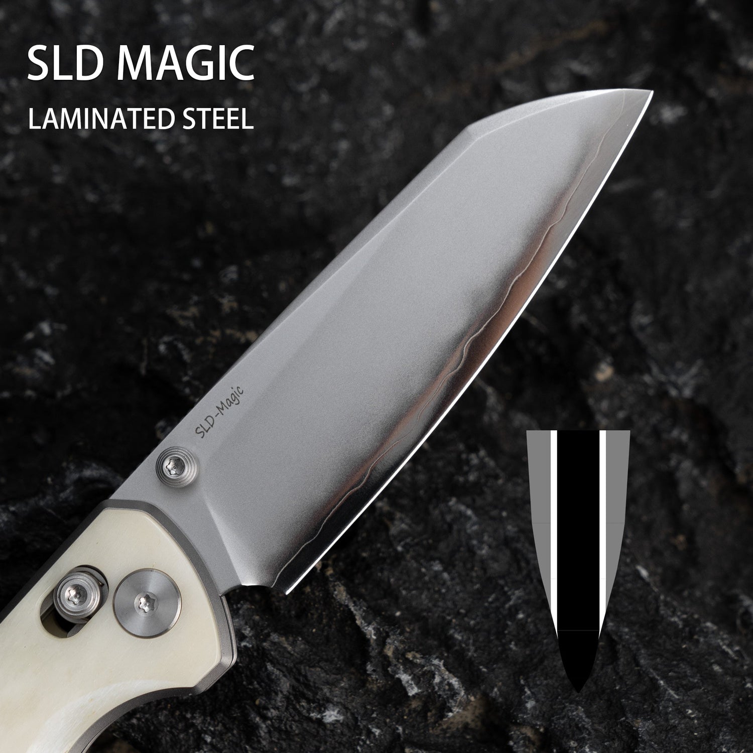 Imperial Penguin M060(3.35''+SLD Magic+Crystallized Titanium)-Axis lock-thumb stud