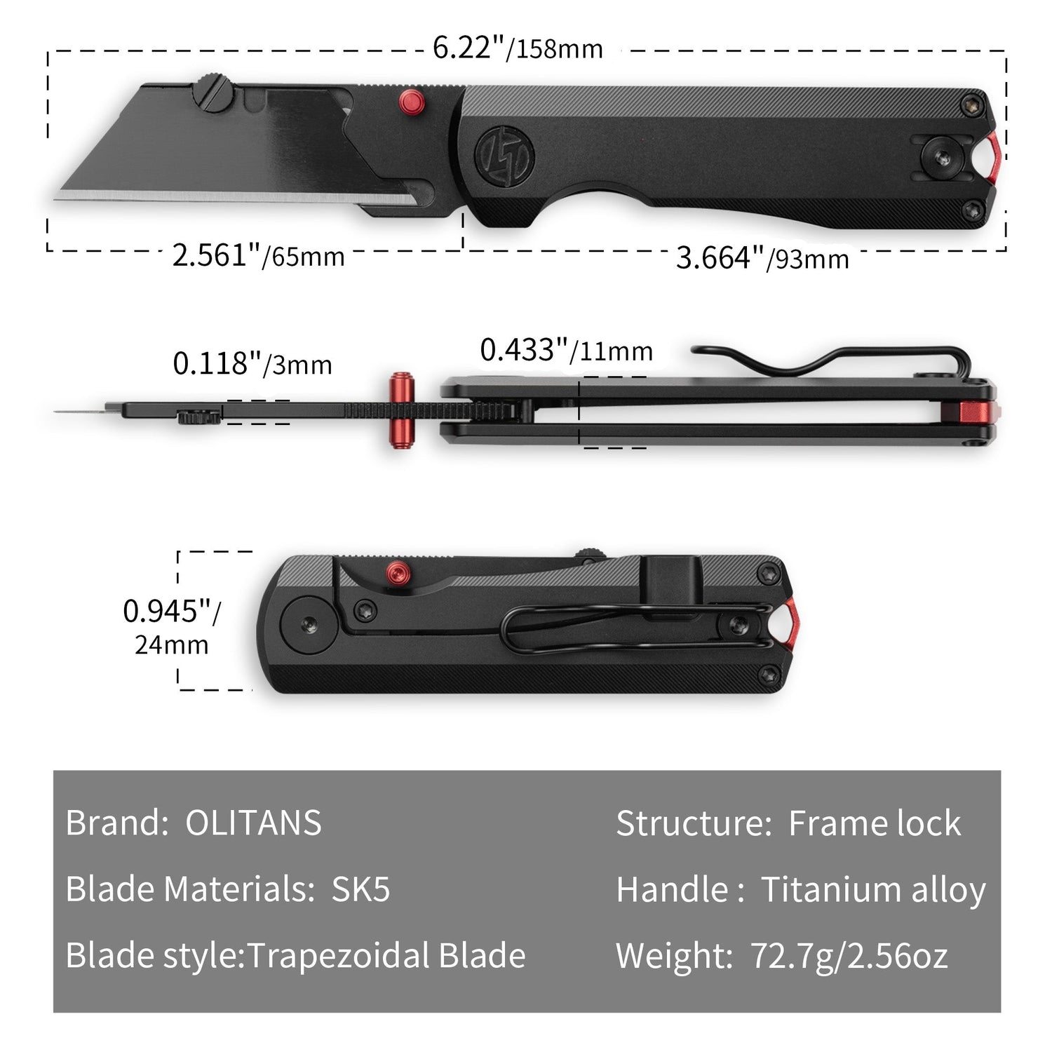 Ti NOVA T078 Utility Knife (2.68