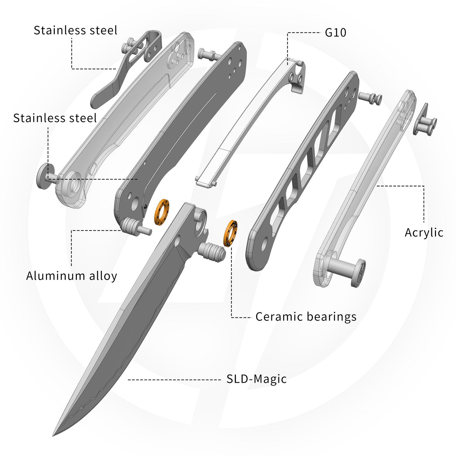 Gecko SE G080 (3.07''+SLD Magic+White Acrylic)-Liner Lock-thumb stud