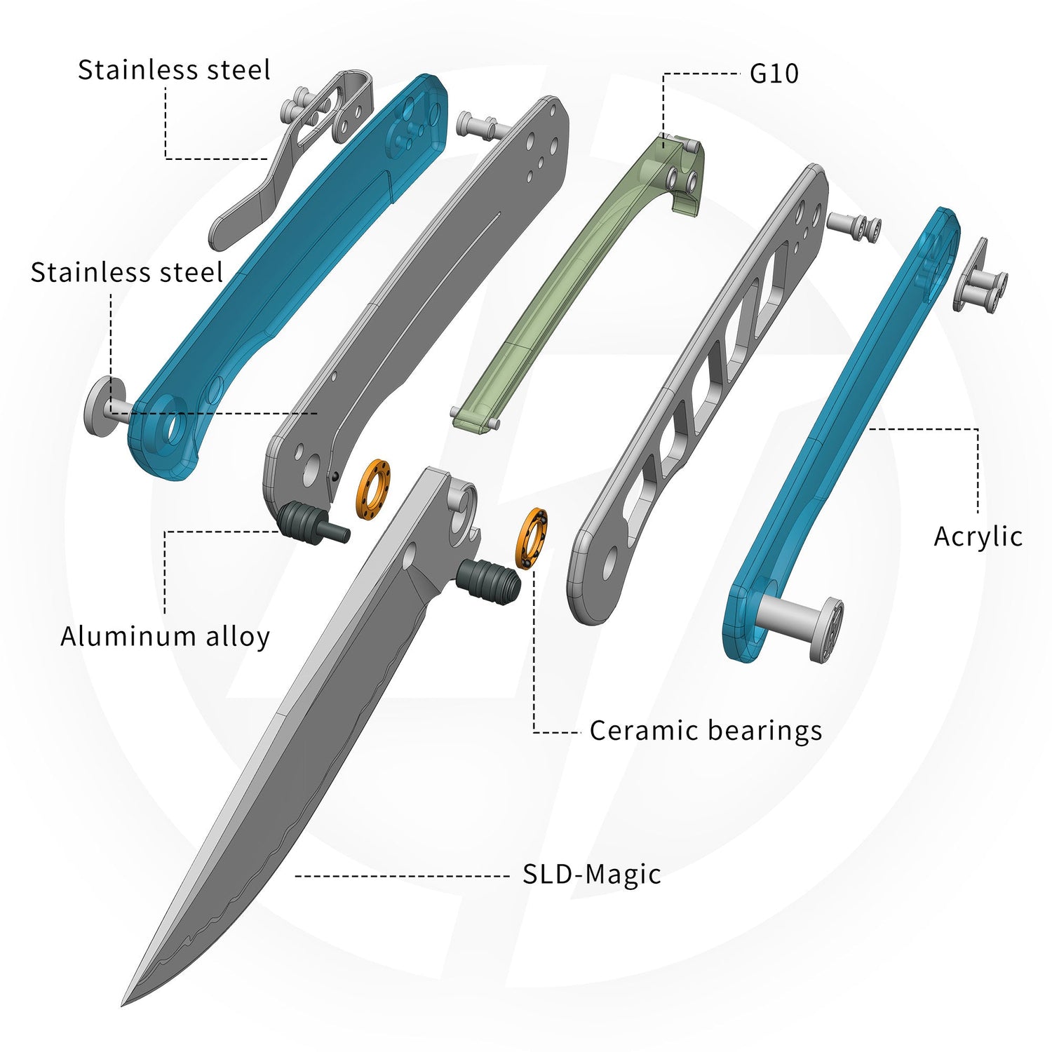 Gecko SE G080 (3.07''+SLD Magic+Blue Acrylic)-Liner Lock-thumb stud