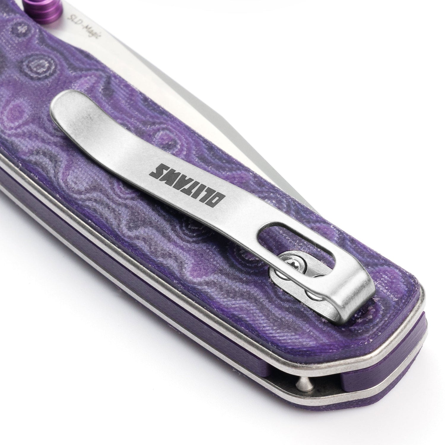 Gecko SE G080 (3.07''+SLD Magic+Purple Micarta)-Liner Lock-thumb stud