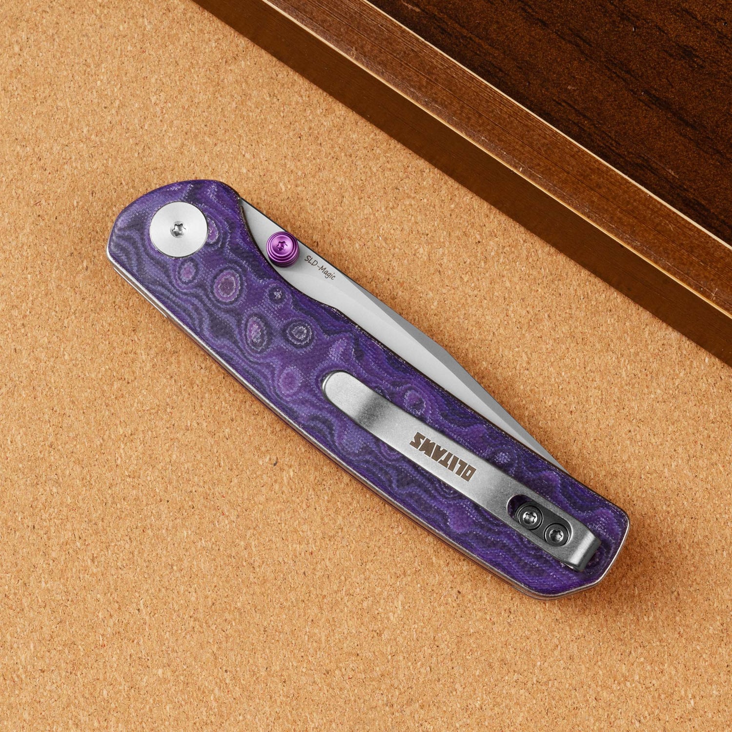 Gecko SE G080 (3.07''+SLD Magic+Purple Micarta)-Liner Lock-thumb stud