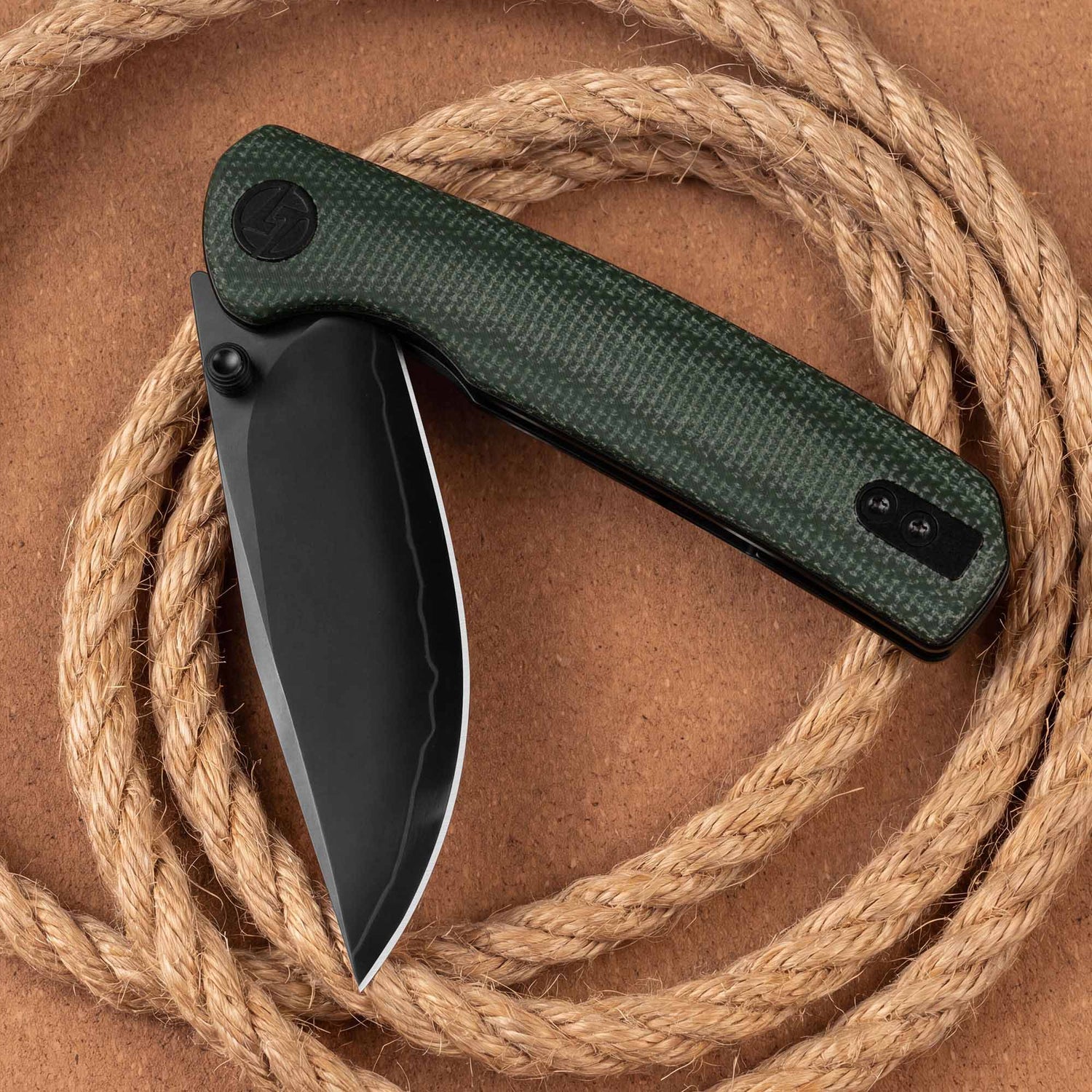 Gecko SE G080 (3.07''+SLD Magic+PVD+Green Micarta)-Liner Lock-thumb stud