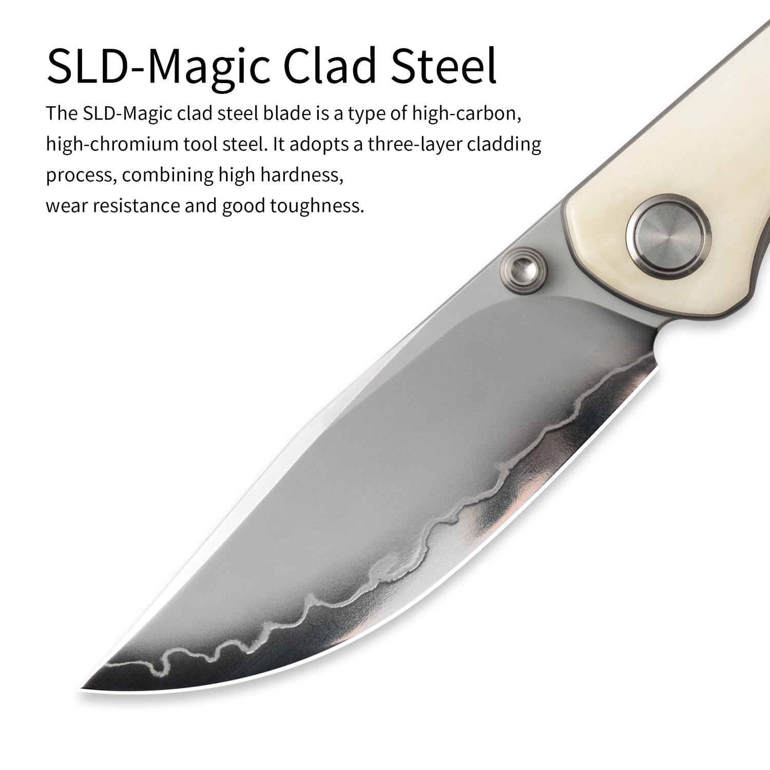 M070-SLD Folding Knife(3.07''+SLD Magic+Cow bone)-Liner Lock-thumb stud-OLITANS