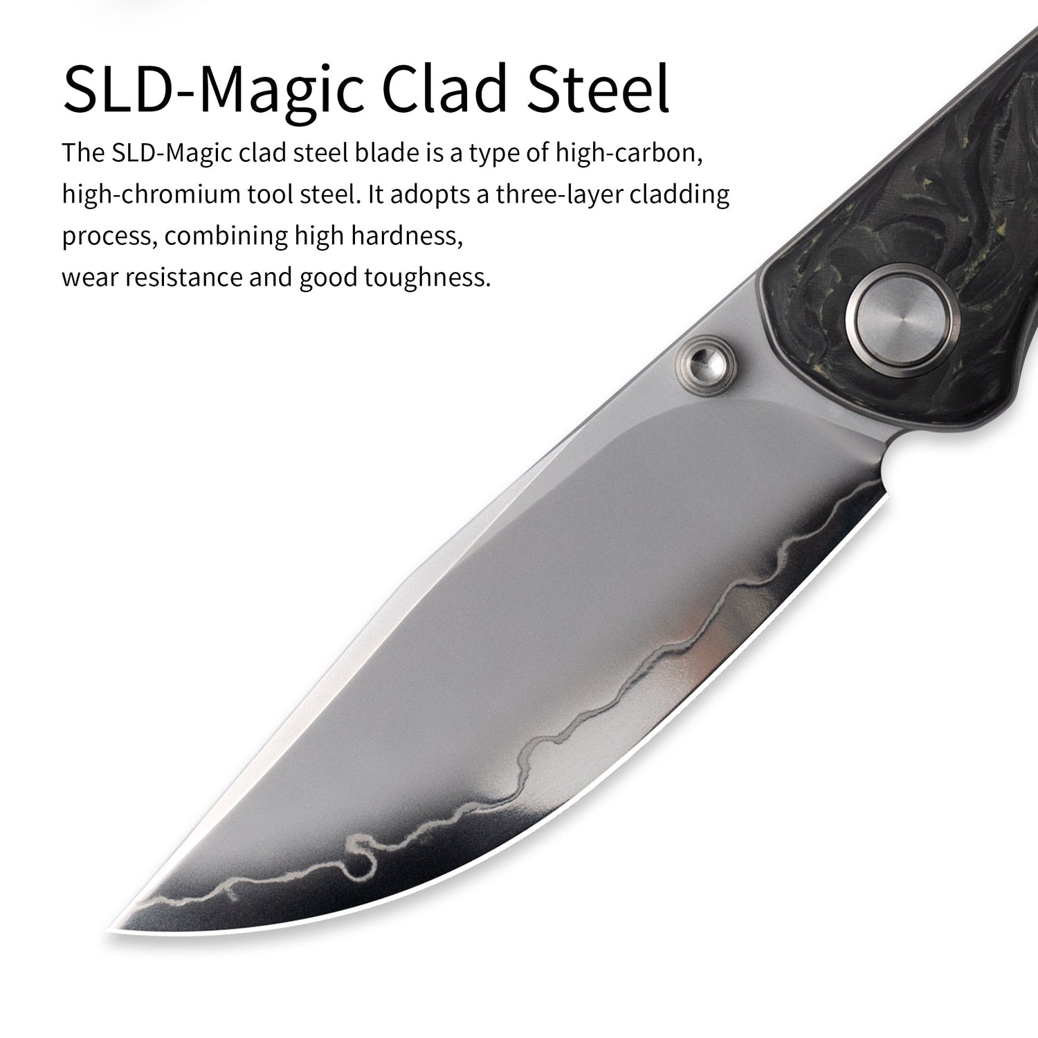 M070-SLD Folding Knife(3.07''+SLD Magic+Carbon fibre)-Liner Lock-thumb stud-OLITANS
