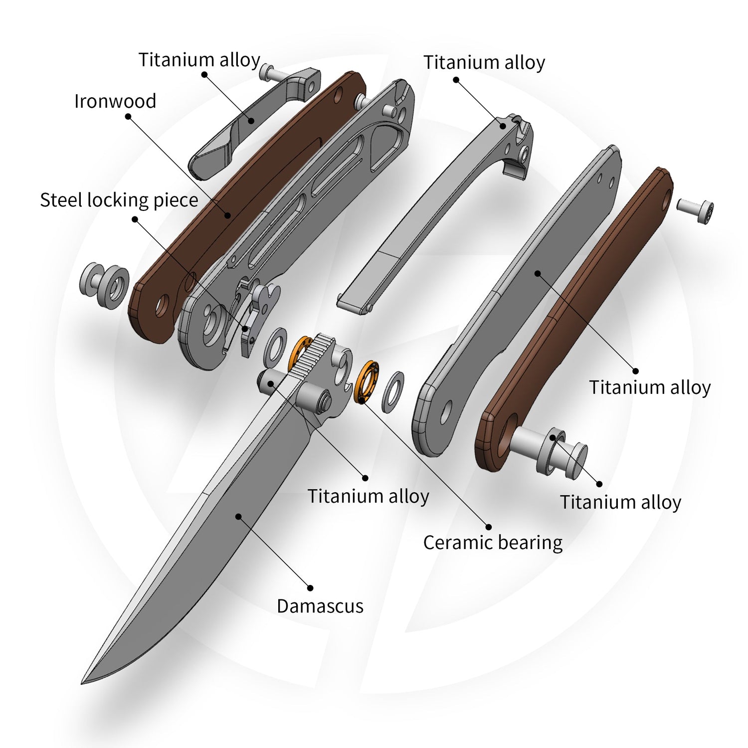 M070-DS Folding Knife(3.07''+Damascus+Wood)-Liner Lock-thumb stud-OLITANS