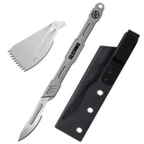 T020 Scalpel knife, 5.7'' Titanium scalpel handle, with 10pcs #24 Blades and Knife sheath, EDC Multi-Tool Craft Knives for Box Opening, Paper Cutting